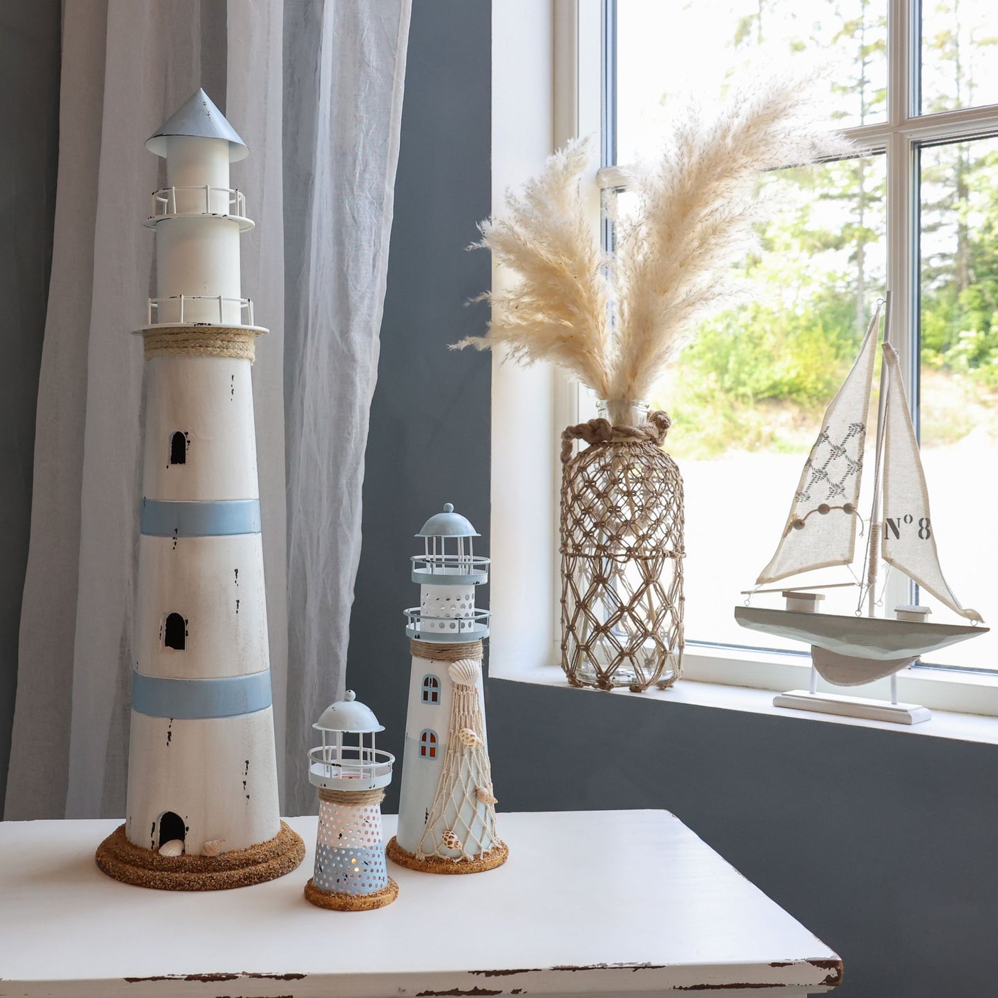Chic Antique – Fyrtårn med LED og timer – Ocean