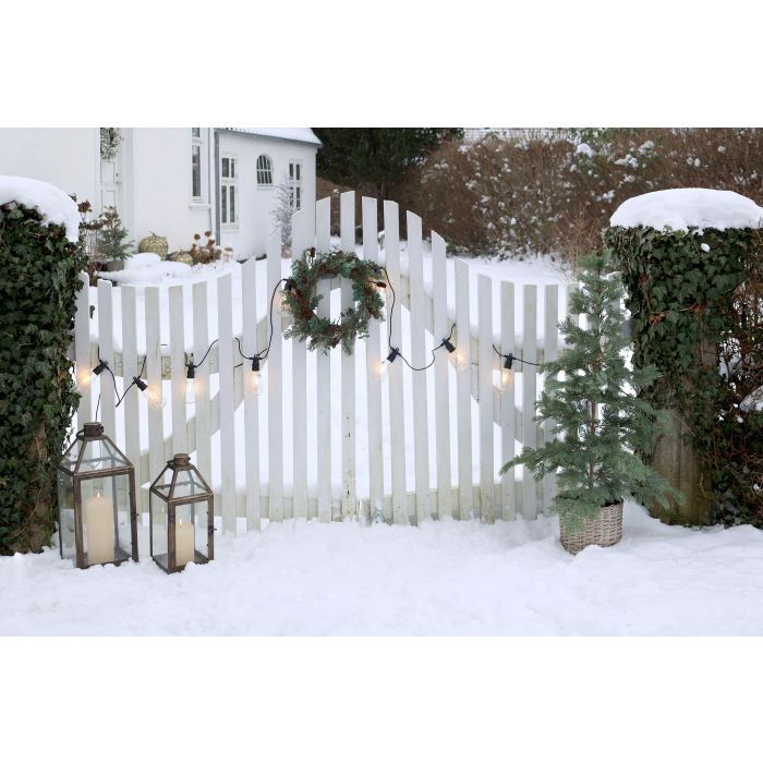 Chic Antique Fleur Grantræ med Kurv & 60 LED-Lys – H90 cm