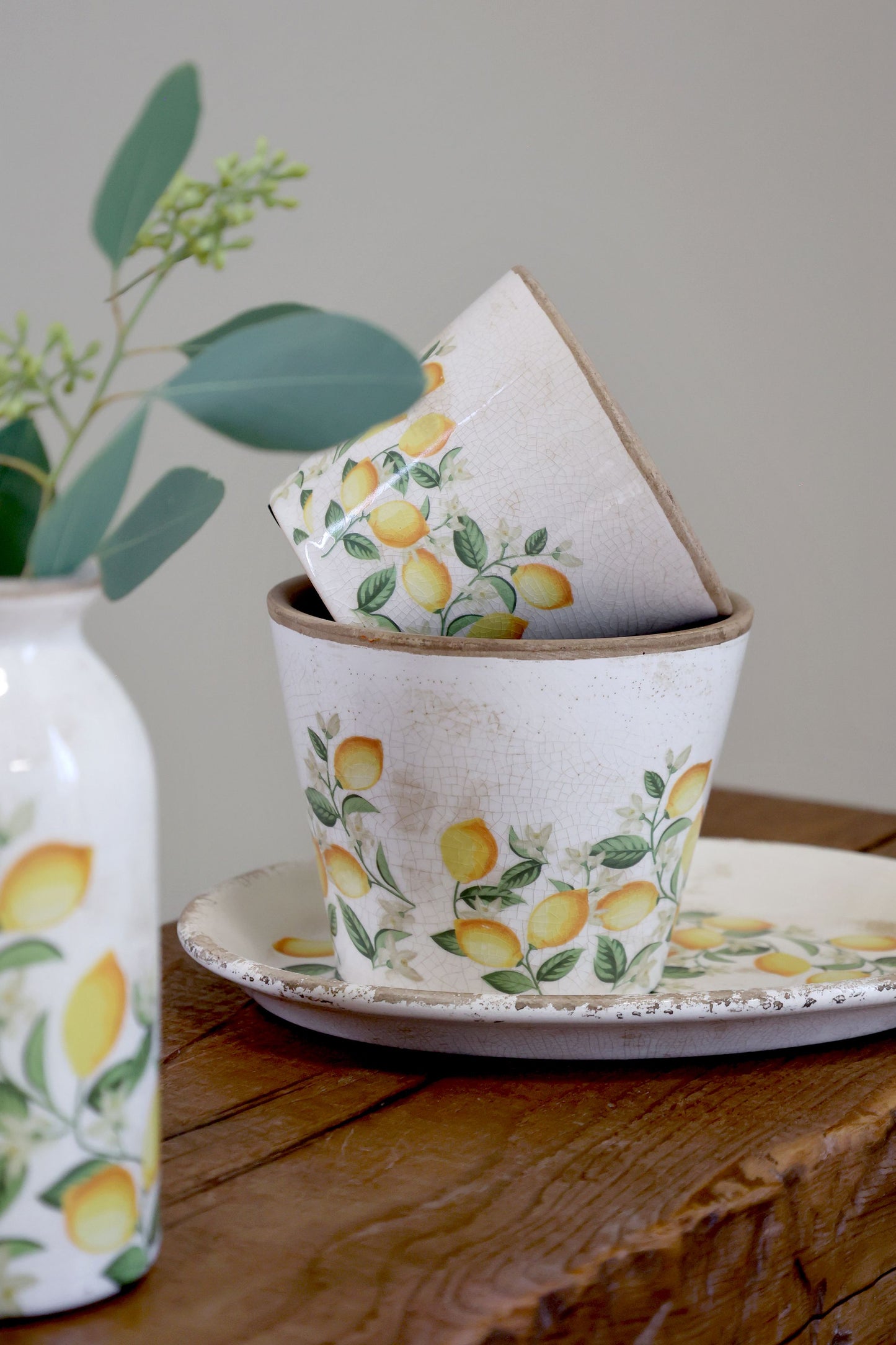Chic Antique Limone Blossom Skjuler med Citroner og Blomster