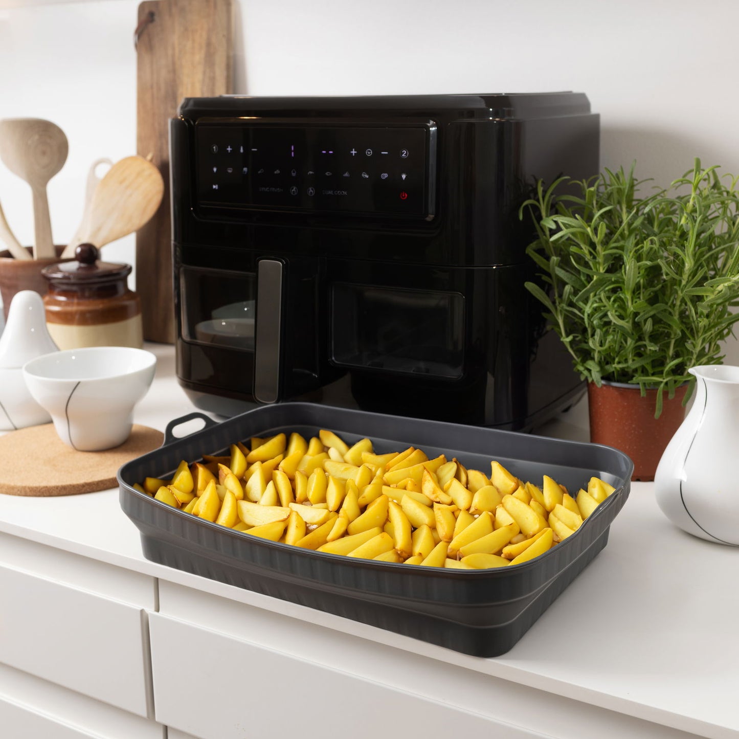 Airfryer silikoneform, dobbelt skuffe 33*23*6.8cm