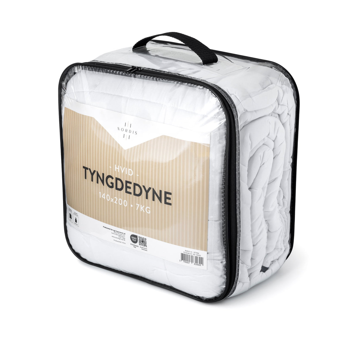 Nordis Tyngdedyne 140x200 cm – 7 kg - Blød og behagelig tyngdedyne med glasperler, der fordeler vægten jævnt og giver en rolig, omsluttende følelse.
