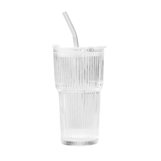 Nordis - Glaskop med låg og sugerør 550 ml - 4 pak