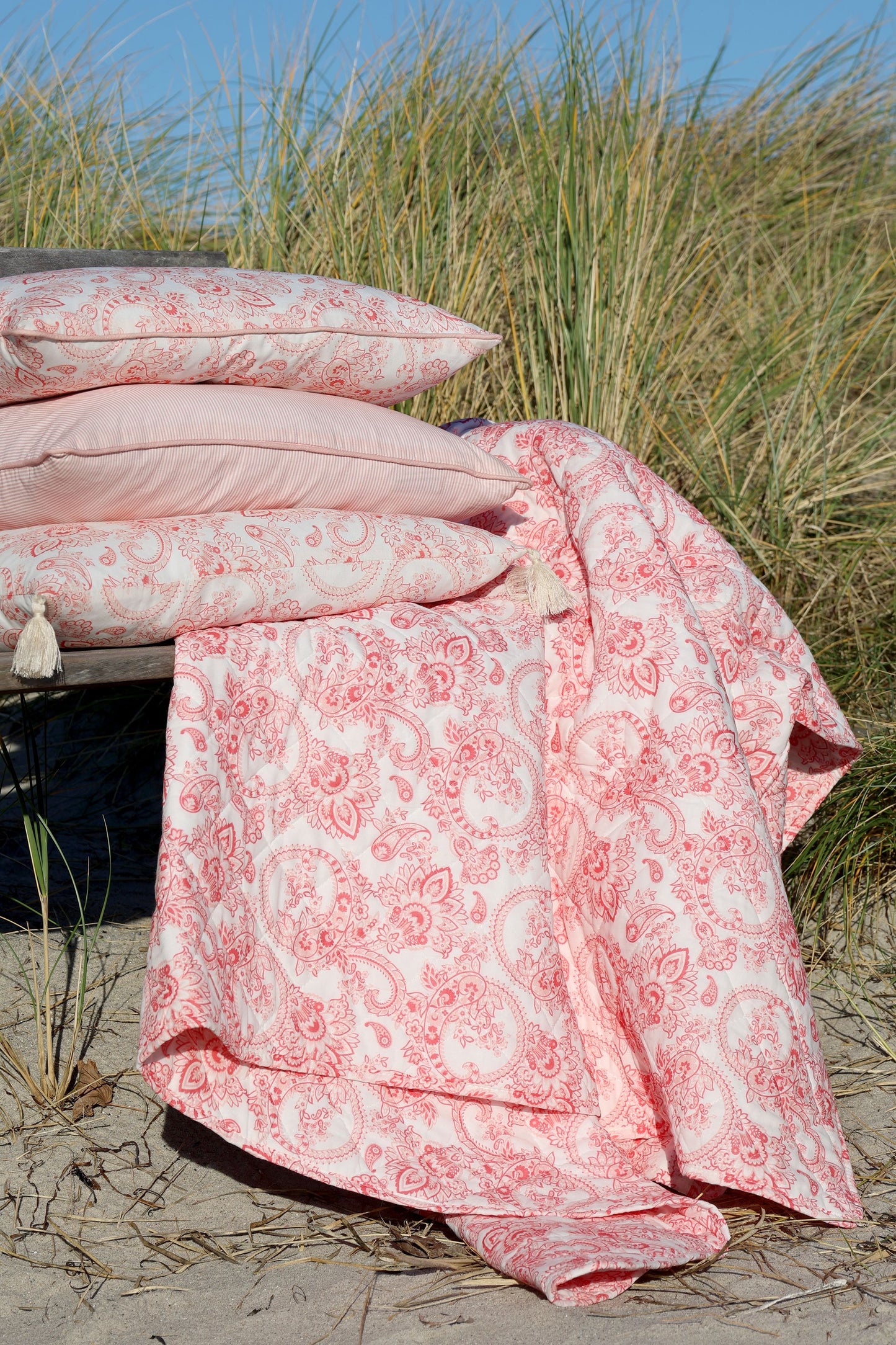 Chic Antique Pudebetræk m. paisleymønster – Rosa & Hvid 50x35