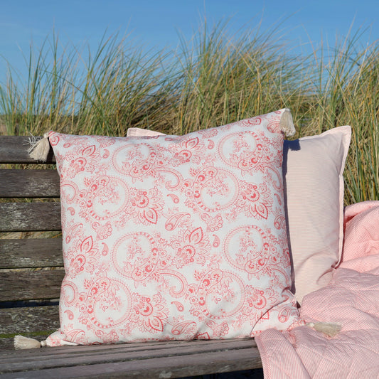 Chic Antique Pudebetræk m. paisleymønster – Rosa & Hvid 50x50