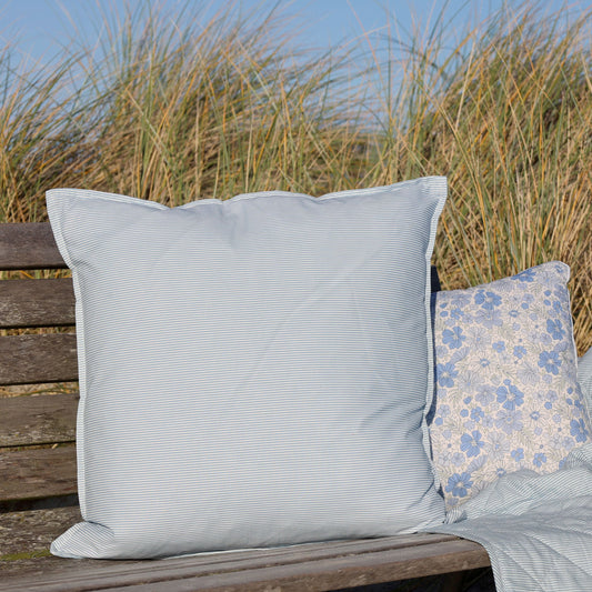 Chic Antique Pudebetræk m.  mælkedrengestriber  – Skyblue & Hvid 50x50