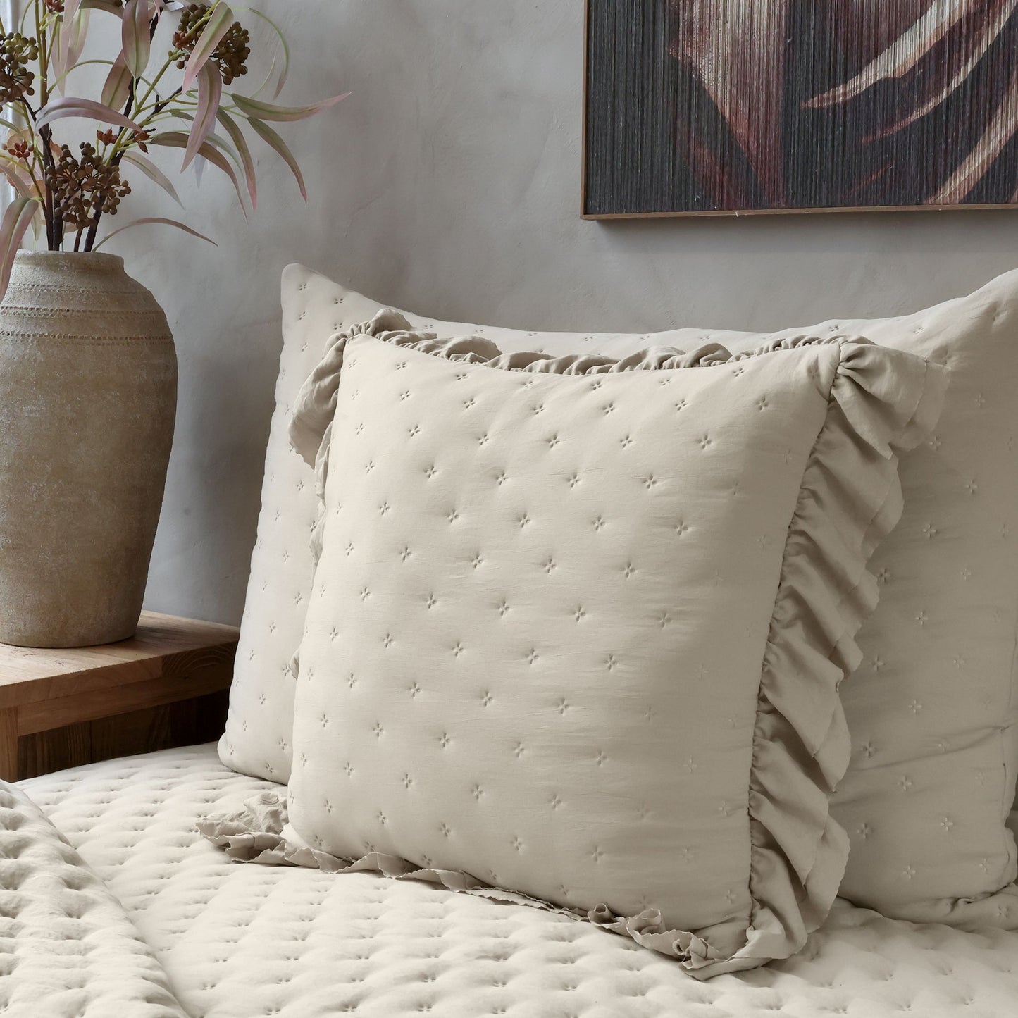 Chic Antique - Aix Soft Pudebetræk m. flæsekant 50 × 50 cm