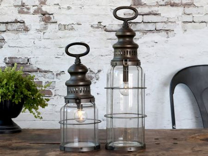 Chic Antique - Fransk Staldlanterne  42 cm. inkl. pære & timer