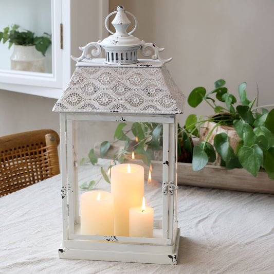Lanterne med mønster – antique creme