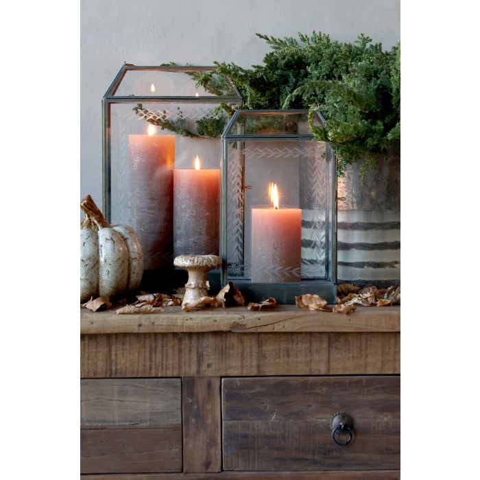 Chic Antique Lanterne med Bladslibning – H27 cm – Antique Messing