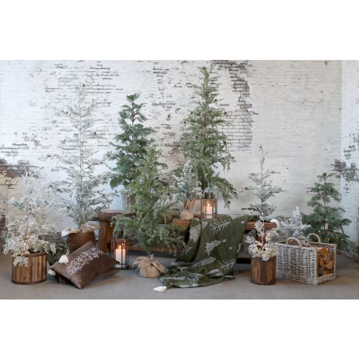 Chic Antique Fleur Grantræ med Kurv & 60 LED-Lys – H90 cm