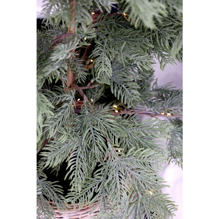 Chic Antique Fleur Grantræ med Kurv & 60 LED-Lys – H90 cm