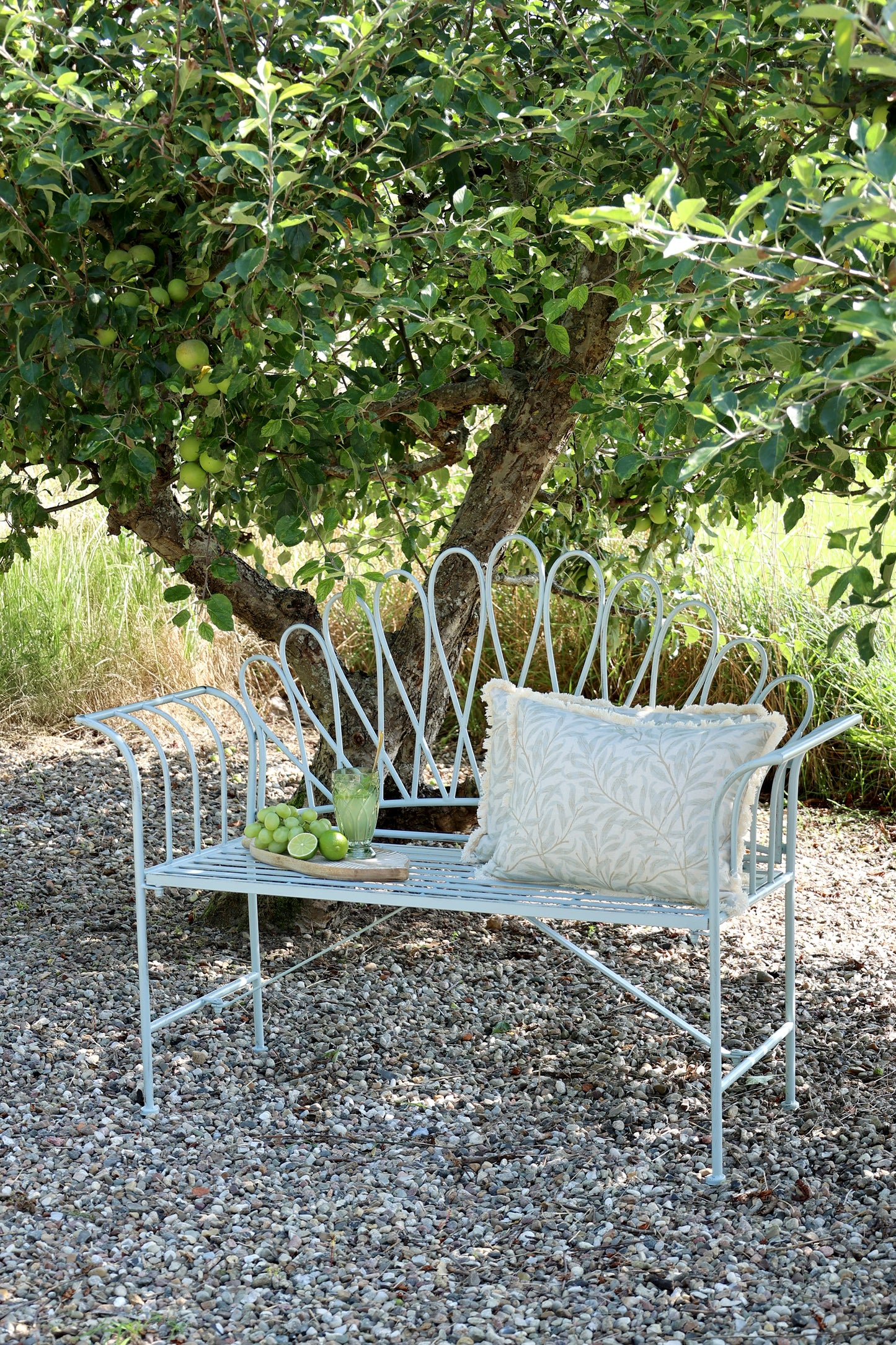 Chic Antique, Bænk med buet ryg, sky blue