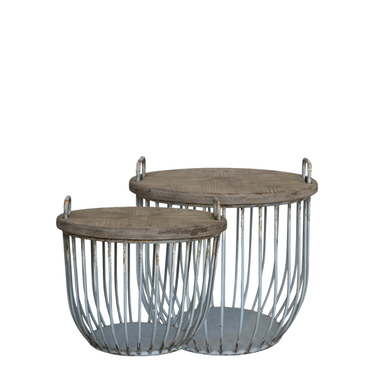 Chic Antique, Sofabord m. trælåg sæt af 2