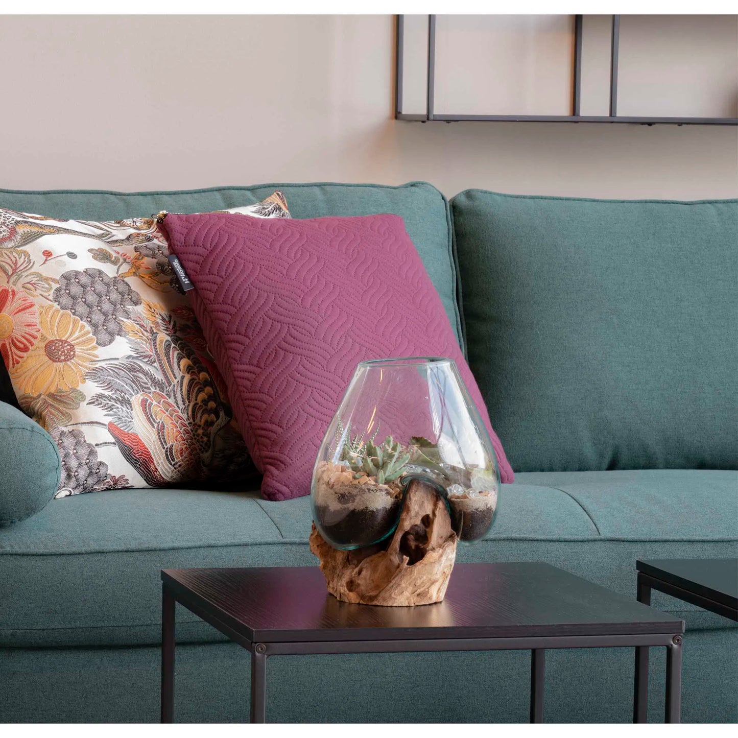 House Nordic Vanddråbe i glas med træfod h15-20 cm