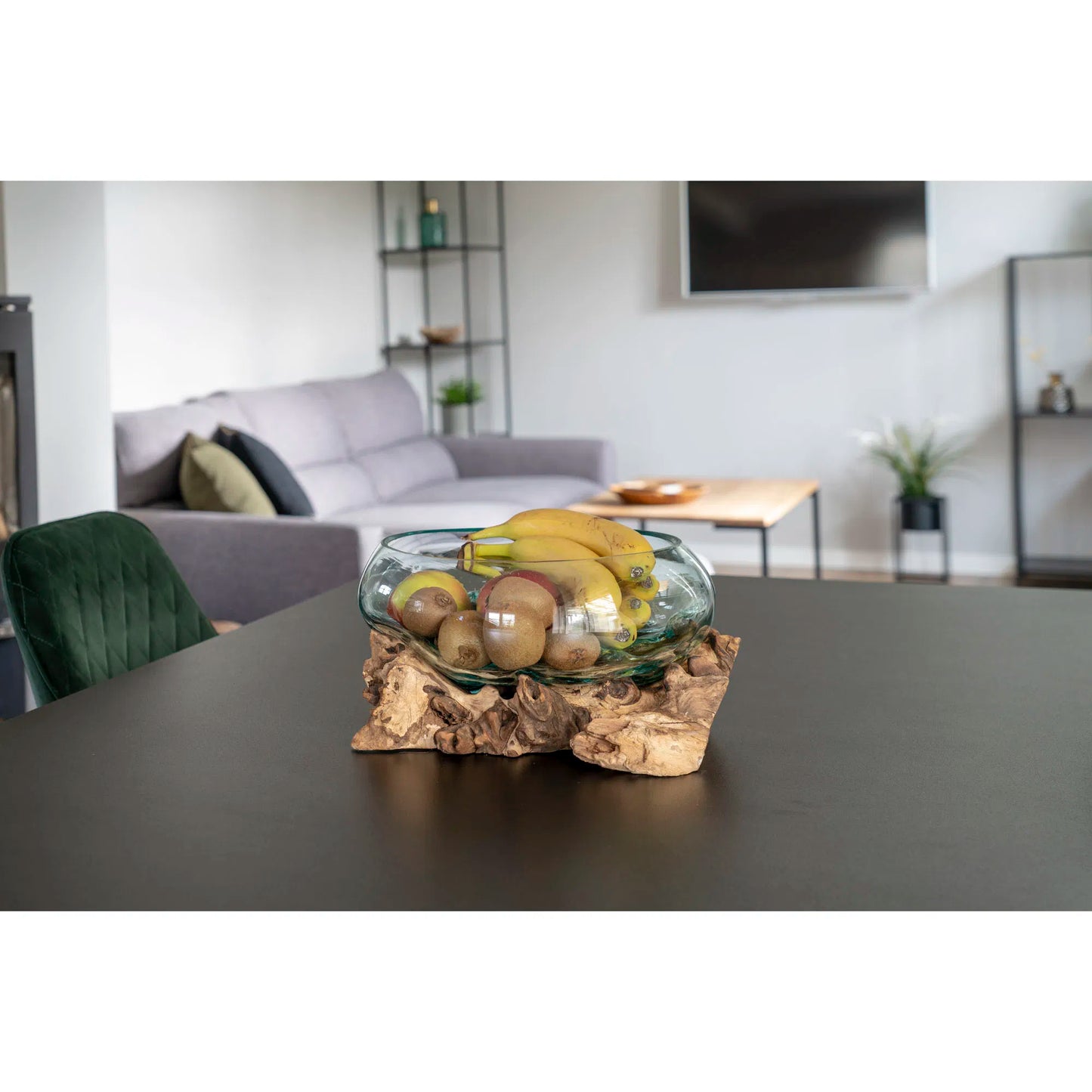 House Nordic San Marino Vanddråbe i teaktræ og glas, natur, h20 cm