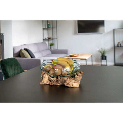 House Nordic San Marino Vanddråbe i teaktræ og glas, natur, h20 cm