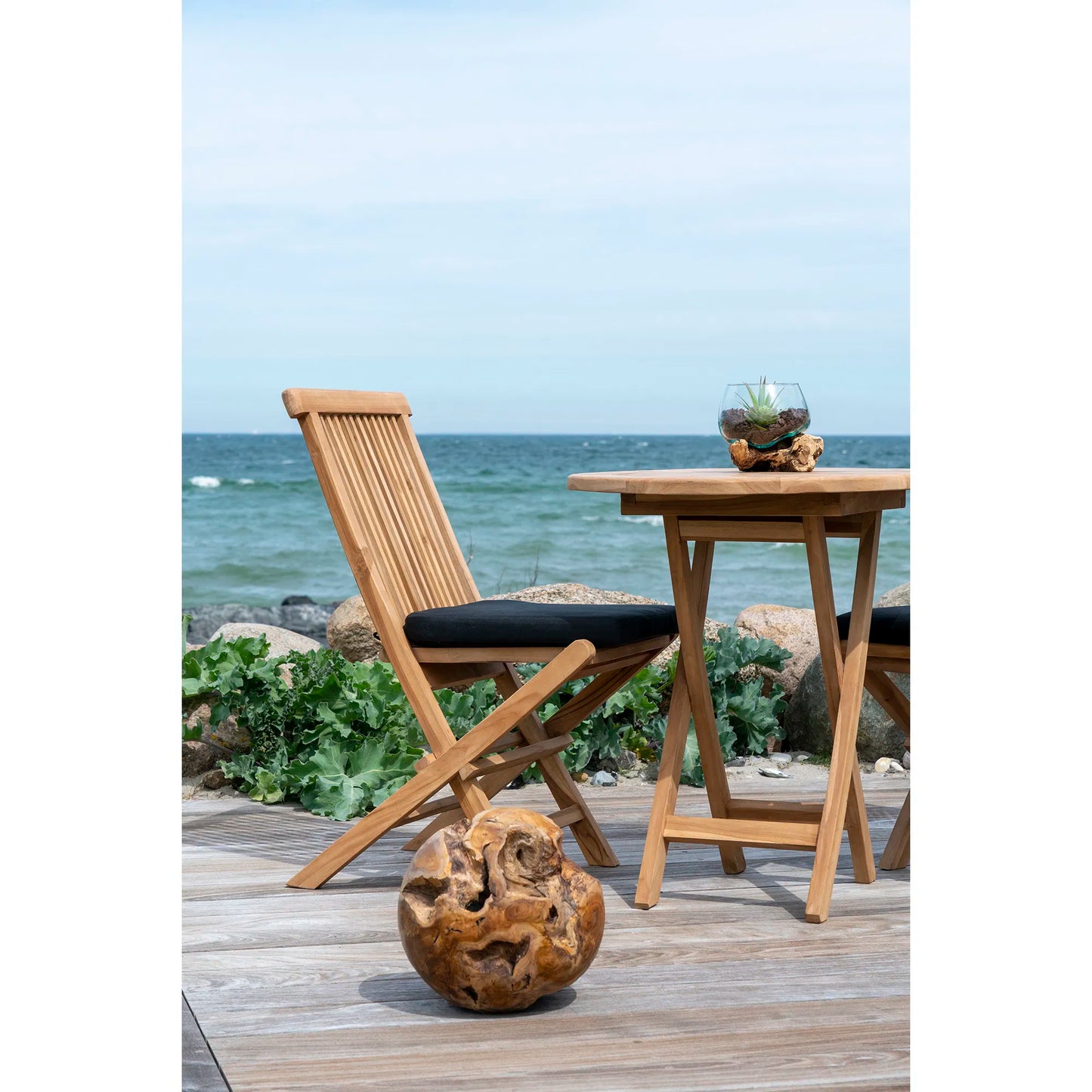 House Nordic Vanddråbe i glas med træfod Ø15xH15 cm