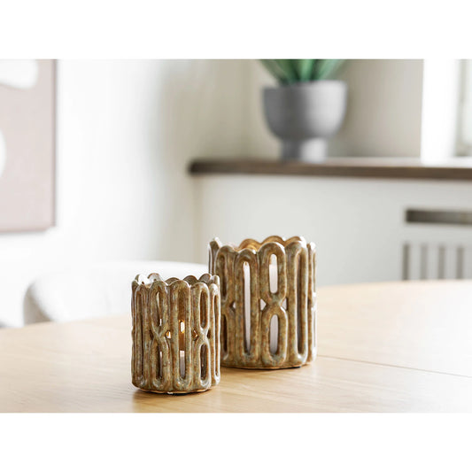 House Nordic Lysestager i Keramik – Brun Sæt af 2 Dekorative brune lysestager i keramik fra House Nordic – et sæt med to forskellige størrel