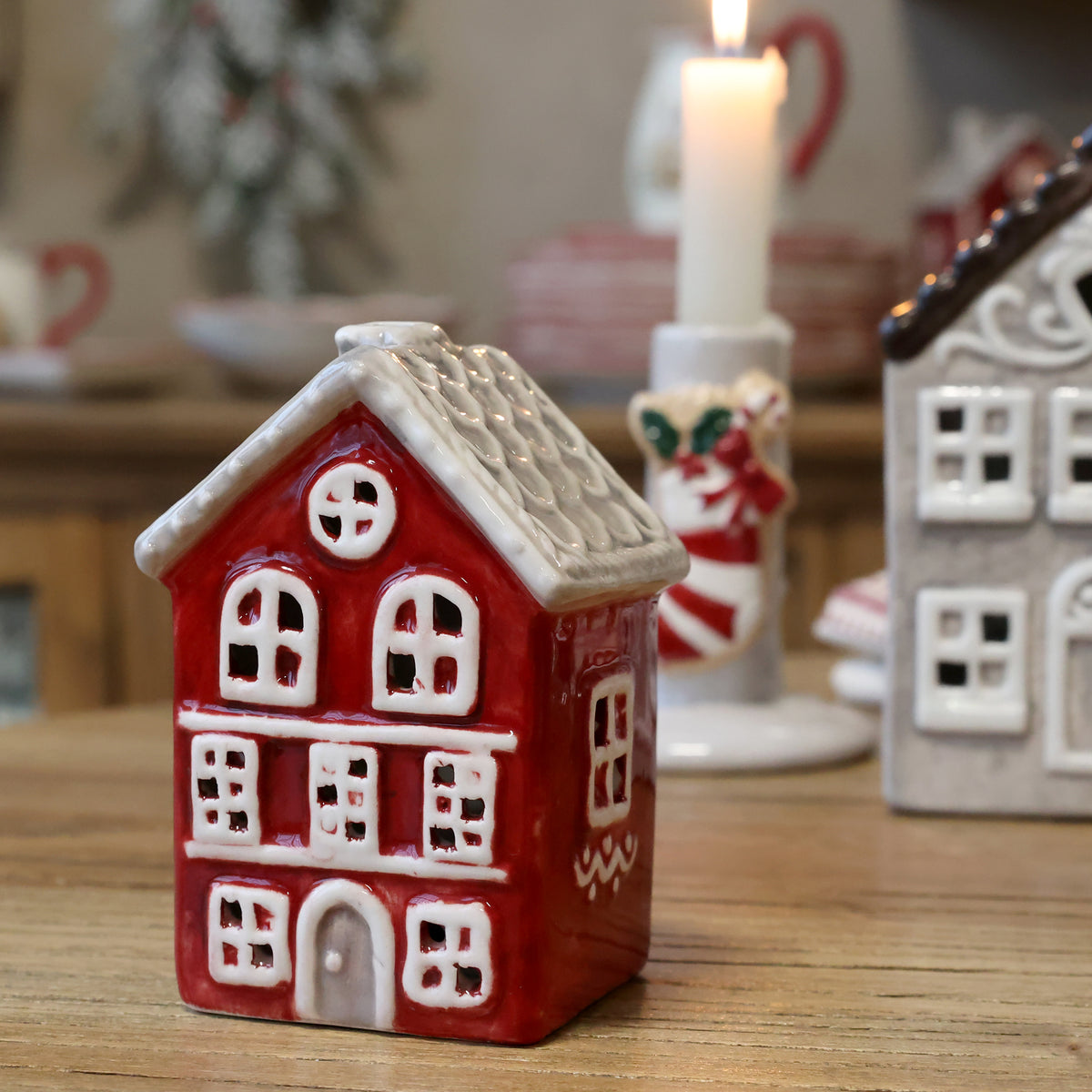 Chic Antique Chamonix hus til fyrfadslys, cherry, H10 cm