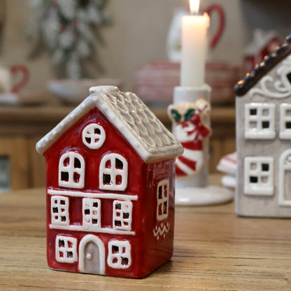 Chic Antique Chamonix hus til fyrfadslys, cherry, H10 cm