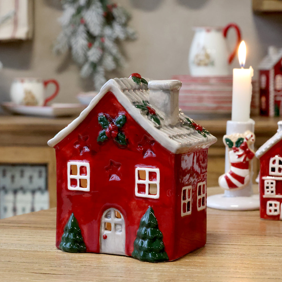 Chic Antique Chamonix hus til fyrfadslys, cherry, H16,5 cm