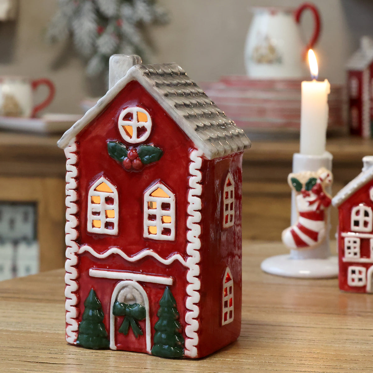 Chic Antique Chamonix hus til fyrfadslys, cherry, H18,5 cm