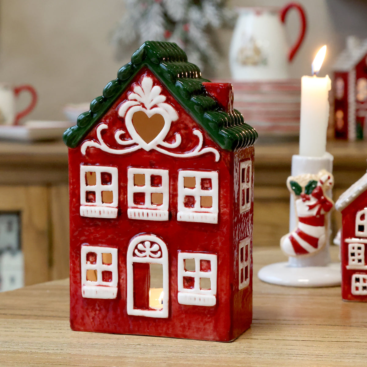 Chic Antique Chamonix hus til fyrfadslys, cherry, H19 cm