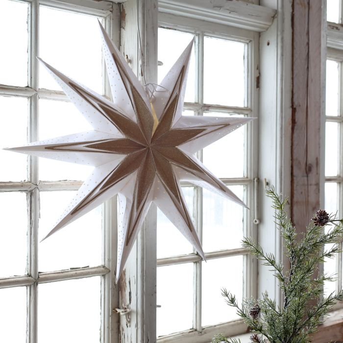 Chic Antique Papirstjerne Ø60 cm – Creme & Champagne  Elegant papirstjerne i creme og champagne – dekorativ julestjerne på Ø60 cm til hjemmets juleindretning
