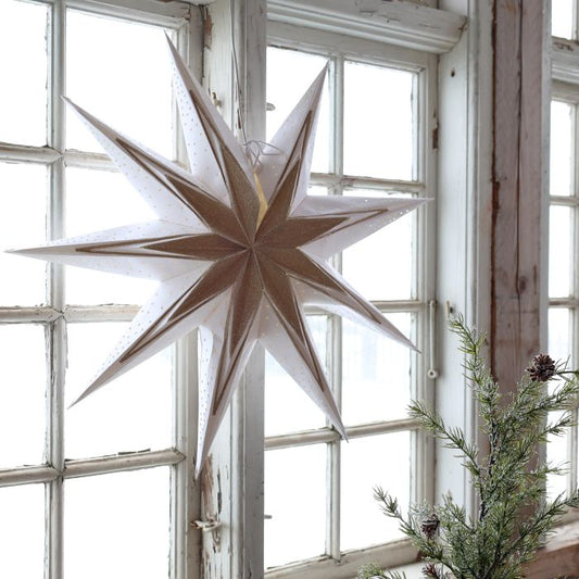 Chic Antique Papirstjerne Ø60 cm – Creme & Champagne  Elegant papirstjerne i creme og champagne – dekorativ julestjerne på Ø60 cm til hjemmets juleindretning