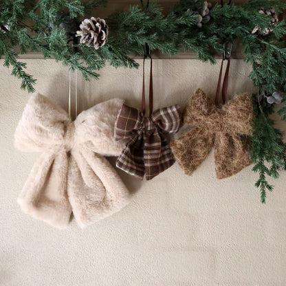 Chic Antique sløjfer med ophæng, sæt af 3, beige og mocca – julepynt