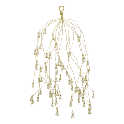 Chic Antique Mistelten med Perler og 20 Grene – Creme 29 cm  Håndlavet mistelten med dekorative perler og 20 grene – elegant julepynt i creme og messing