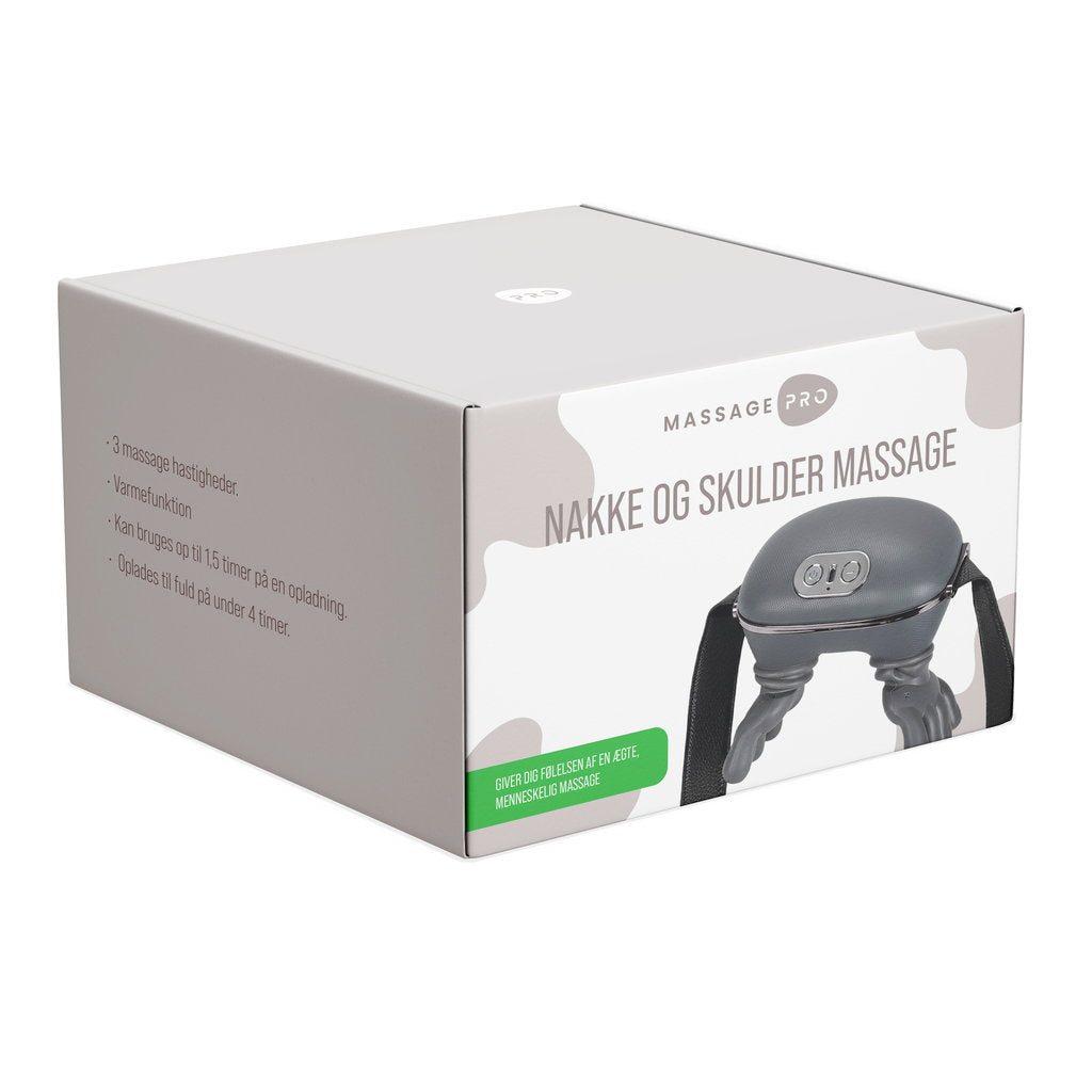 MassagePro Nakke- og Skuldermassage med Varme - Genopladeligt massageapparat med 3 massageprogrammer og 2 varmeniveauer til nakke og skuldre