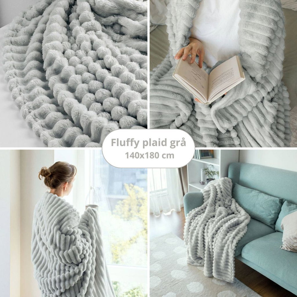 Nordis Fluffy Plaid Grå 140 × 180 cm – Blød og Varm Plaid