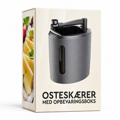 Osteskærer med Opbevaringsboks og Løftefunktion - Praktisk osteboks med integreret skæretråd – skær og opbevar osten i samme løsning