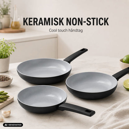 Pandesæt 3 stk. – Non-stick Stegepander Ø20, Ø24 & Ø28 cm