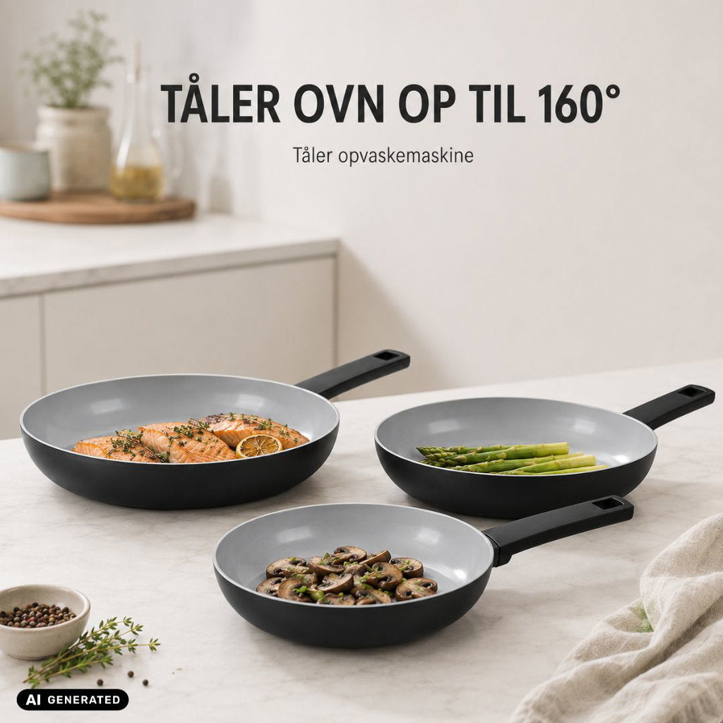 Pandesæt 3 stk. – Non-stick Stegepander Ø20, Ø24 & Ø28 cm