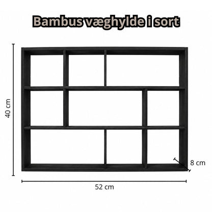 Nordis Bambus Væghylde Sort – 9 Rum, 40 × 52 cm