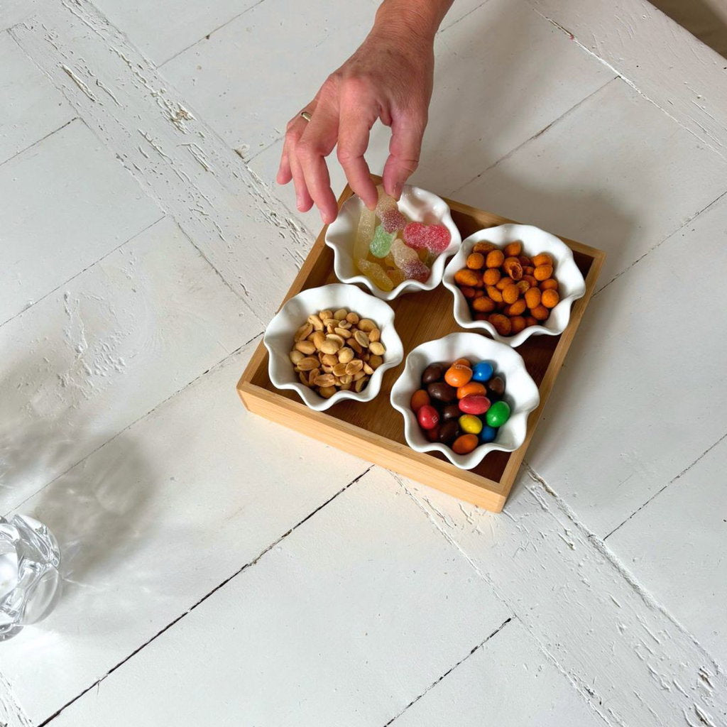Nordis Keramikskåle med Bambusbakke – 4 Skåle