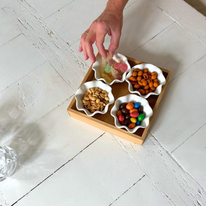 Nordis Keramikskåle med Bakke – 4 Skåle til Tapas, Snacks & Servering