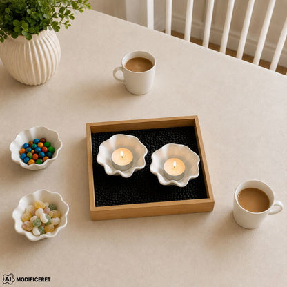 Nordis Keramikskåle med Bambusbakke – 4 Skåle