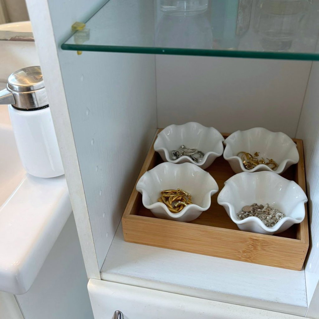 Nordis Keramikskåle med Bambusbakke – 4 Skåle