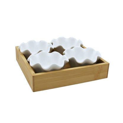Nordis Keramikskåle med Bakke – 4 Skåle til Tapas, Snacks & Servering