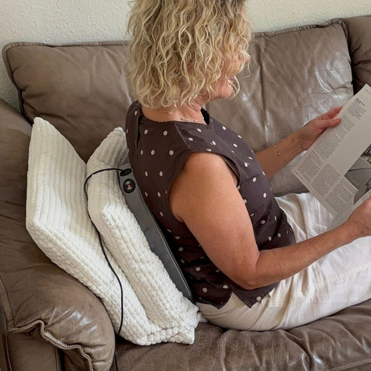 MassagePro 2-i-1 Massagepude til Ryg og Fødder med Varme - Behagelig 2-i-1 massage med vibrationsmassage og varme til både ryg og trætte fødder