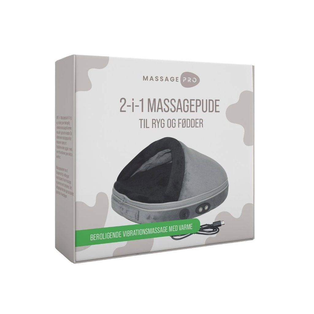 MassagePro 2-i-1 Massagepude til Ryg og Fødder med Varme - Behagelig 2-i-1 massage med vibrationsmassage og varme til både ryg og trætte fødder