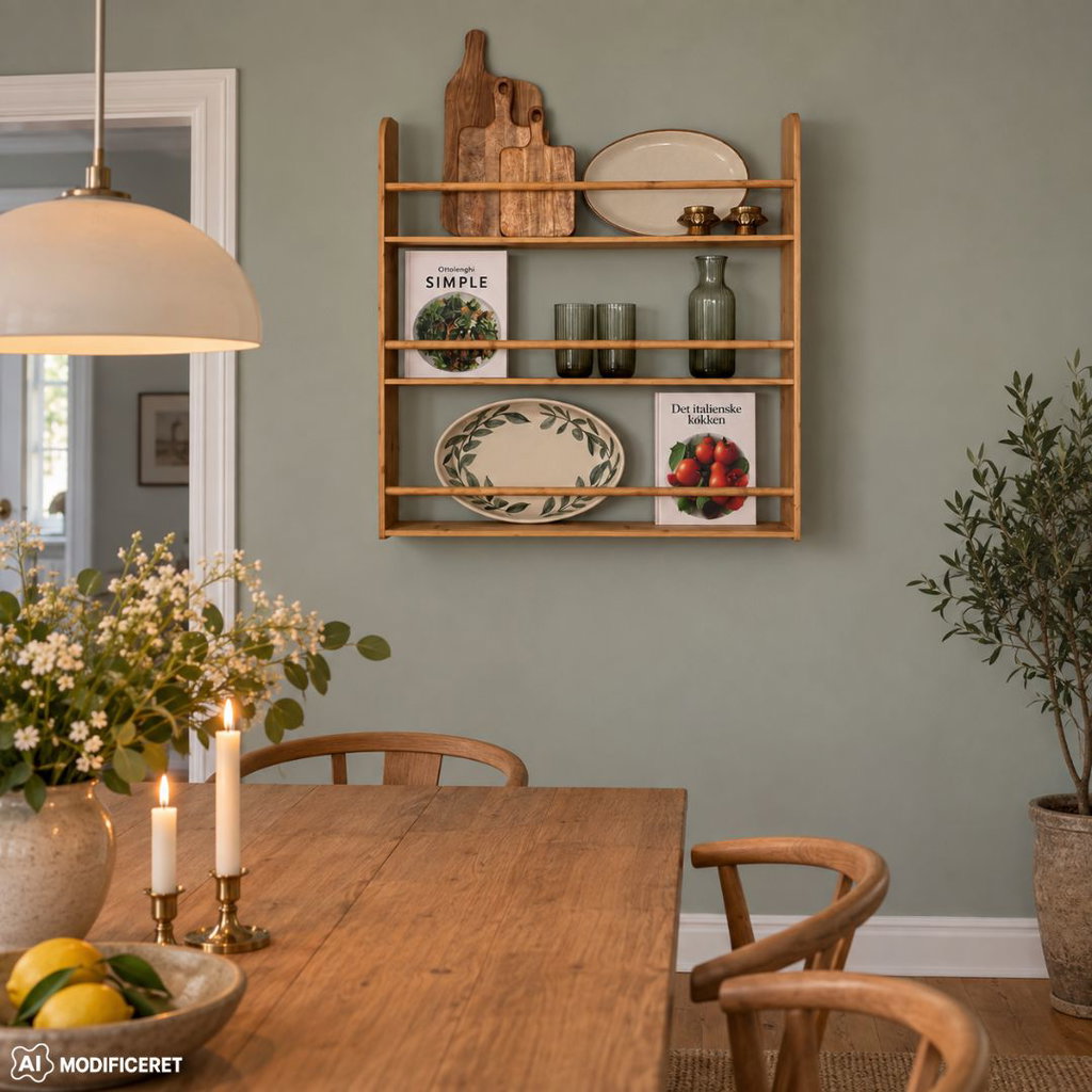 Nordis Bambus Bog-Væghylde 80 × 85 cm - Stilren væghylde i naturlig bambus til bøger, magasiner og dekorationer