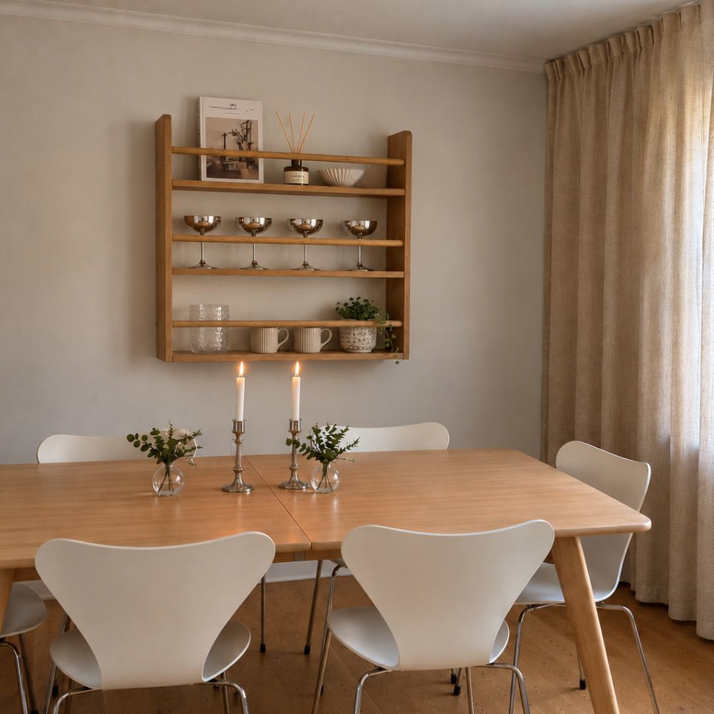 Nordis Bambus Bog-Væghylde 80 × 85 cm - Stilren væghylde i naturlig bambus til bøger, magasiner og dekorationer