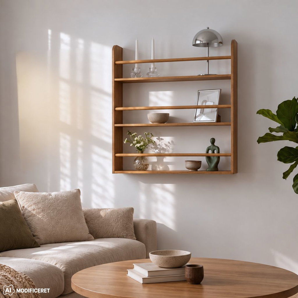 Nordis Bambus Bog-Væghylde 80 × 85 cm - Stilren væghylde i naturlig bambus til bøger, magasiner og dekorationer