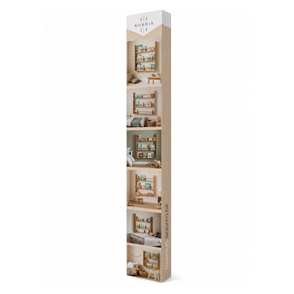 Nordis Bambus Bog-Væghylde 80 × 85 cm - Stilren væghylde i naturlig bambus til bøger, magasiner og dekorationer