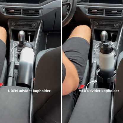 Udvidet Kopholder til Bil – Justerbar Adapter  Praktisk kopholderadapter med plads til større termokopper, drikkeflasker og kopper med hank