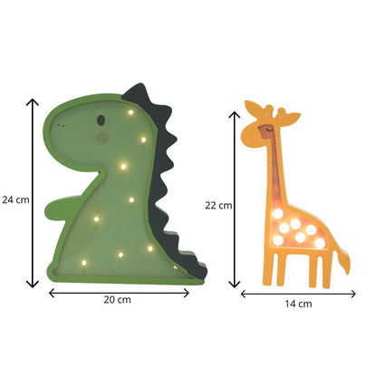 LED Børnelampe med Dyr – Dinosaur eller Giraf | Sødt Natlys til Børneværelset